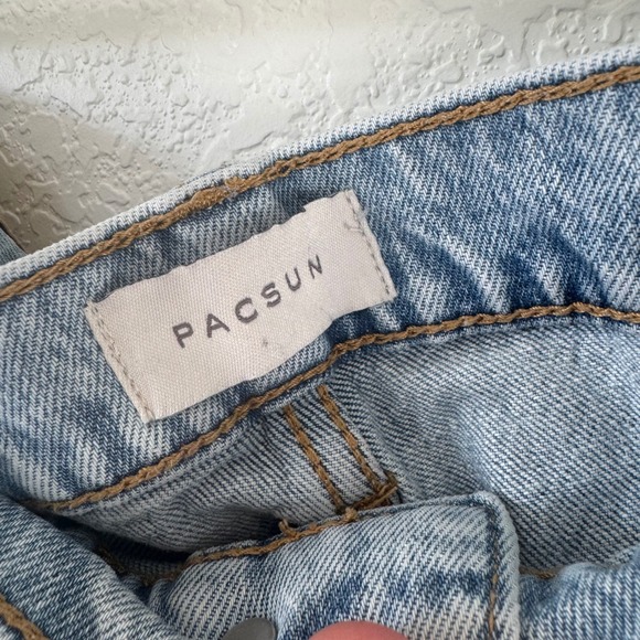 PacSun Stretch Crop Boot Jeans Light Wash Distressed Raw Hem Womens Size 31 - Picture 3 of 6
